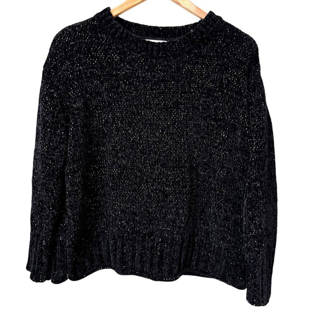 Cynthia Rowley Soft Chenille Knit Pullover Sweater Women's Sz Large Gold Black